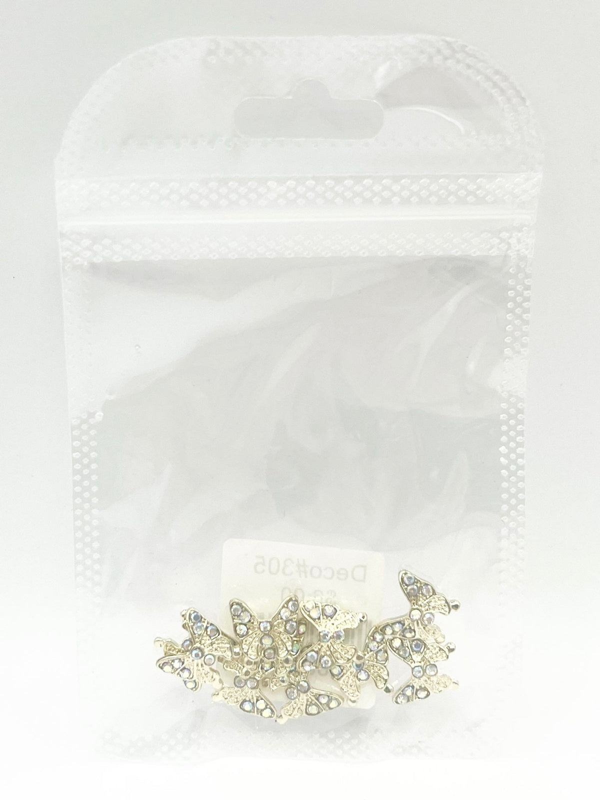 Queen - Nail Charms 10pc - #305 Gold Butterflies w/ Iridescent Stones