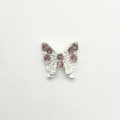 Queen - Nail Charms 10pc - #153 Silver Butterflies w/ Purple Stones
