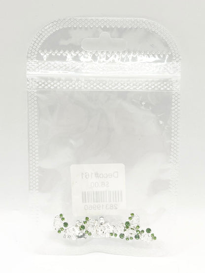 Queen - Nail Charms 10pc - #161 Silver Tiaras with Light Green Stones