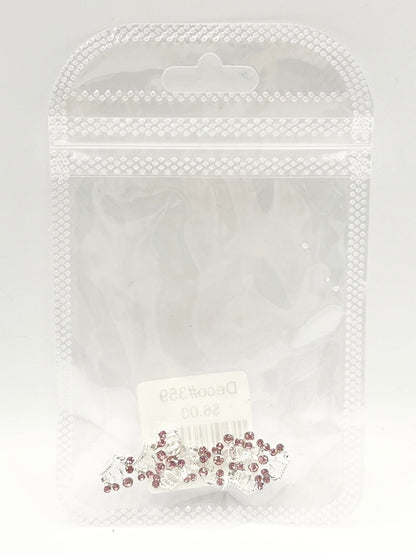 Queen - Nail Charms 10pc - #359 Silver Pink Stone Crowns