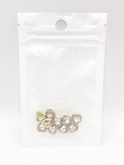 Queen - Nail Charms 10pc - #062 Gold Pink Hearts