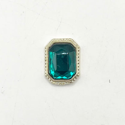 Queen - Nail Charms 10pc - #008 Gold Green Rectangles
