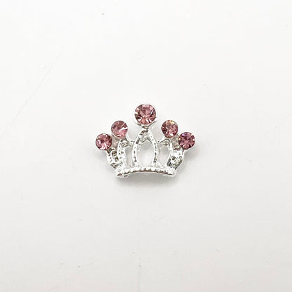 Queen - Nail Charms 10pc - #359 Silver Pink Stone Crowns