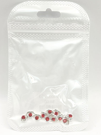 Queen - Nail Charms 10pc - #253 Silver Crystal Lips with Red Gem