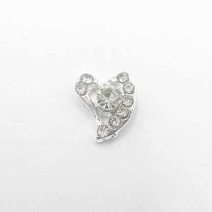Queen - Nail Charms 10pc - #206 Silver Crystal Wavy Hearts