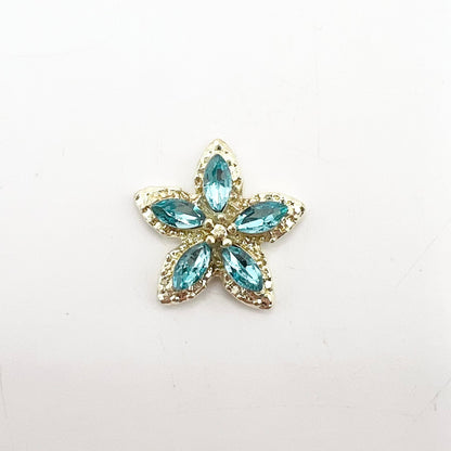 Queen - Nail Charms 10pc - #279 Gold Blue Gem Stars