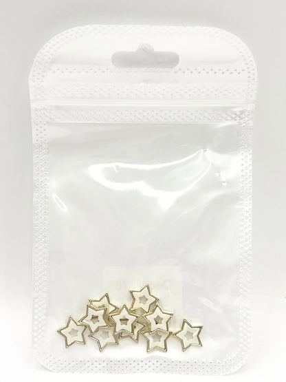 Queen - Nail Charms 10pc - #276 Gold White Stars