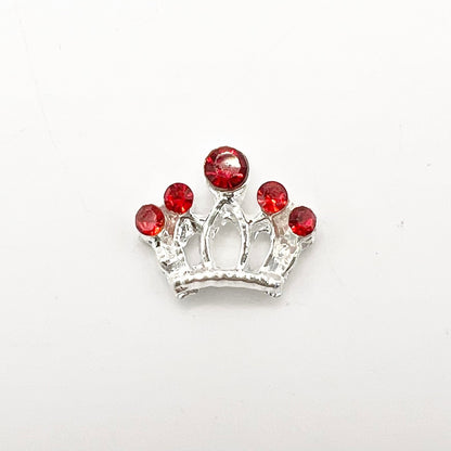 Queen - Nail Charms 10pc - #363 Silver Red Stone Crowns
