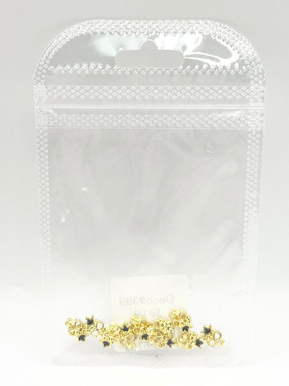 Queen - Nail Charms 10pc - #399 Gold Skulls with Black Crown