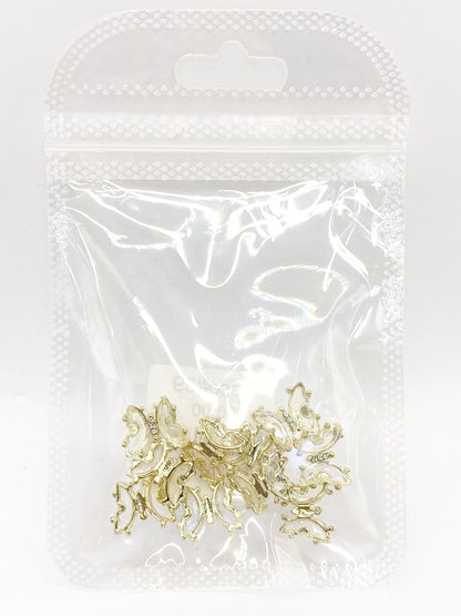 Queen - Nail Charms 10pc - #039 Gold White Butterflies