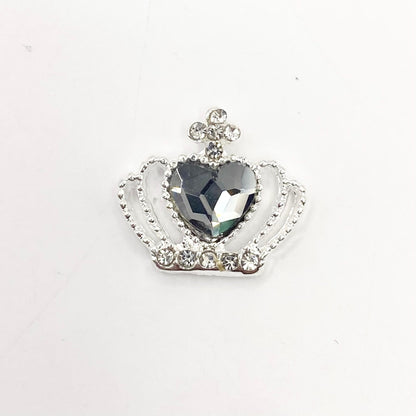 Queen - Nail Charms 10pc - #132 Silver Smokey Heart Crowns