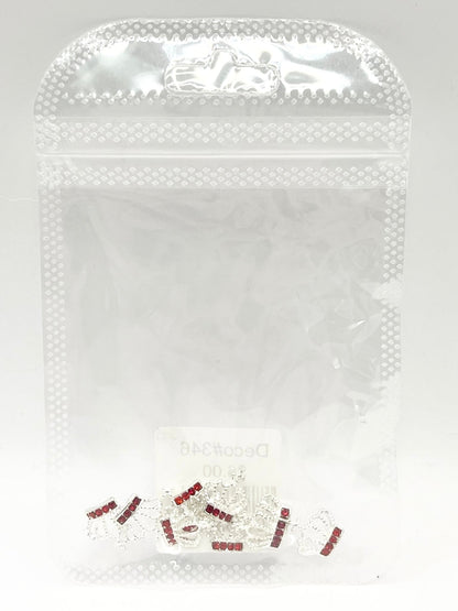 Queen - Nail Charms 10pc - #346 Silver Red Crystal Crowns