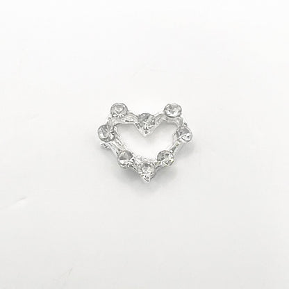Queen - Nail Charms 10pc - #205 Silver Crystal Outlined Hearts