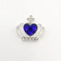 Queen - Nail Charms 10pc - #131 Silver Sapphire Heart Crowns