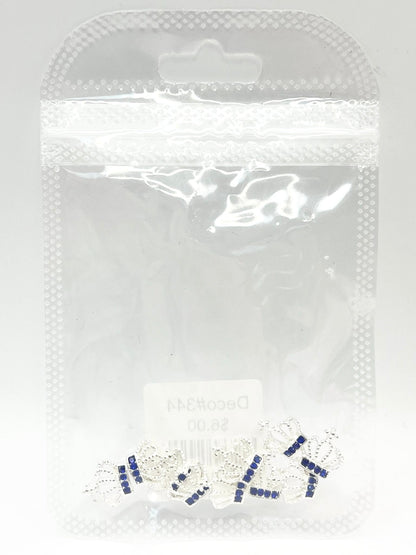 Queen - Nail Charms 10pc - #344 Silver Blue Crystal Crowns