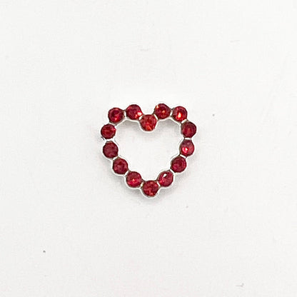 Queen - Nail Charms 10pc - #146 Silver Hearts with Red Crystals