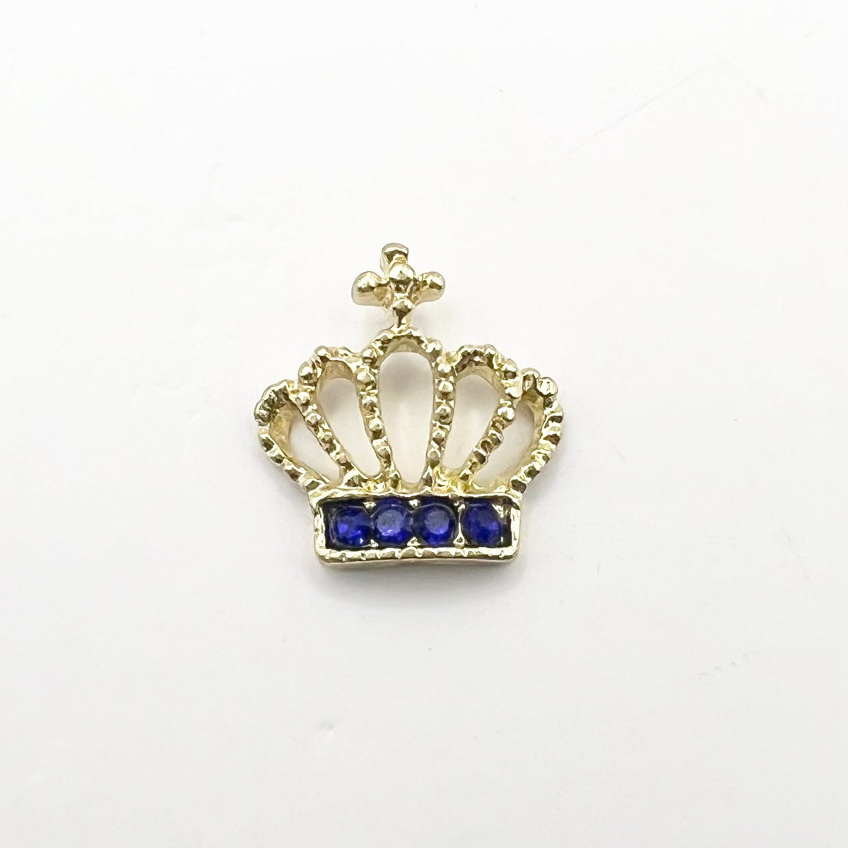 Queen - Nail Charms 10pc - #345 Gold Blue Crystal Crowns