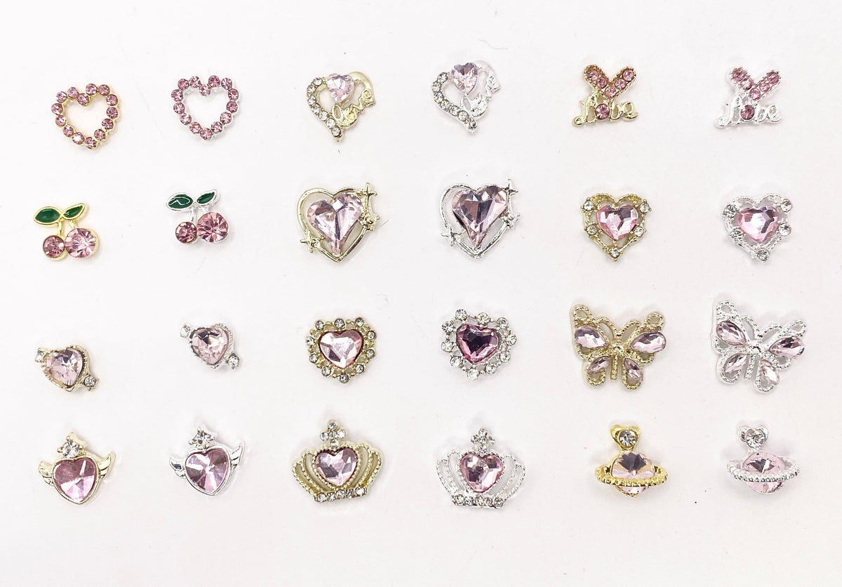 3D Pink Rhinestones Gold / Silver plated - 240pc