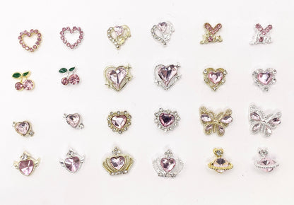 3D Pink Rhinestones Gold / Silver plated - 240pc