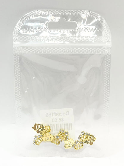 Queen - Nail Charms 10pc - #159 Gold Tiaras with White Stones