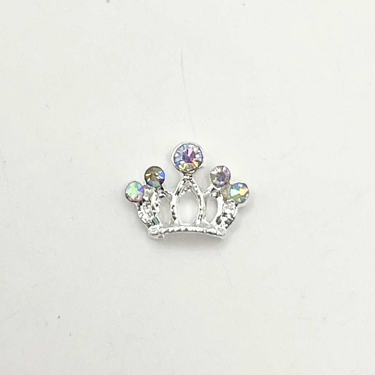 Queen - Nail Charms 10pc - #158 Silver Tiaras with Iridescent Stones