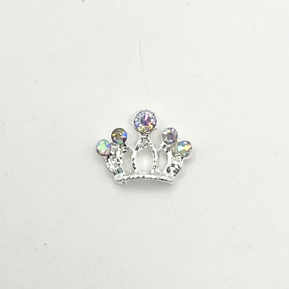 Queen - Nail Charms 10pc - #158 Silver Tiaras with Iridescent Stones