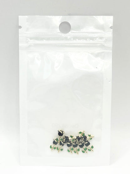 Queen - Nail Charms 10pc - #290 Gold Black Roses
