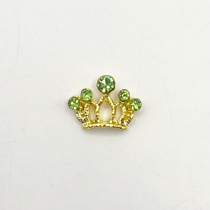 Queen - Nail Charms 10pc - #162 Gold Tiaras with Light Green Stones