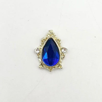Queen - Nail Charms 10pc - #009 Gold Sapphire Teardrops