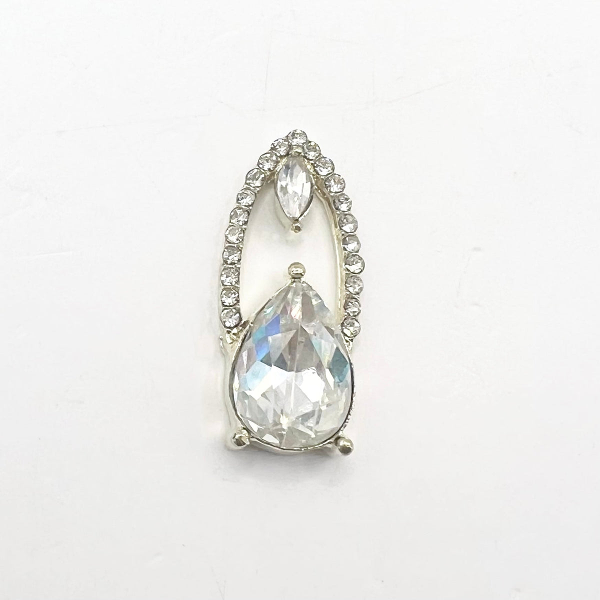 Queen - Nail Charms 10pc - #416 Gold White Gem Fingernail Charms with Crystals Outline