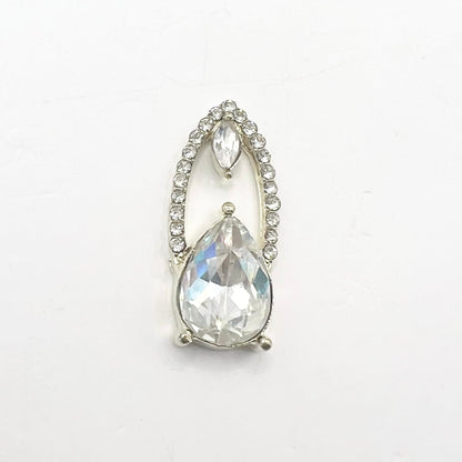 Queen - Nail Charms 10pc - #416 Gold White Gem Fingernail Charms with Crystals Outline