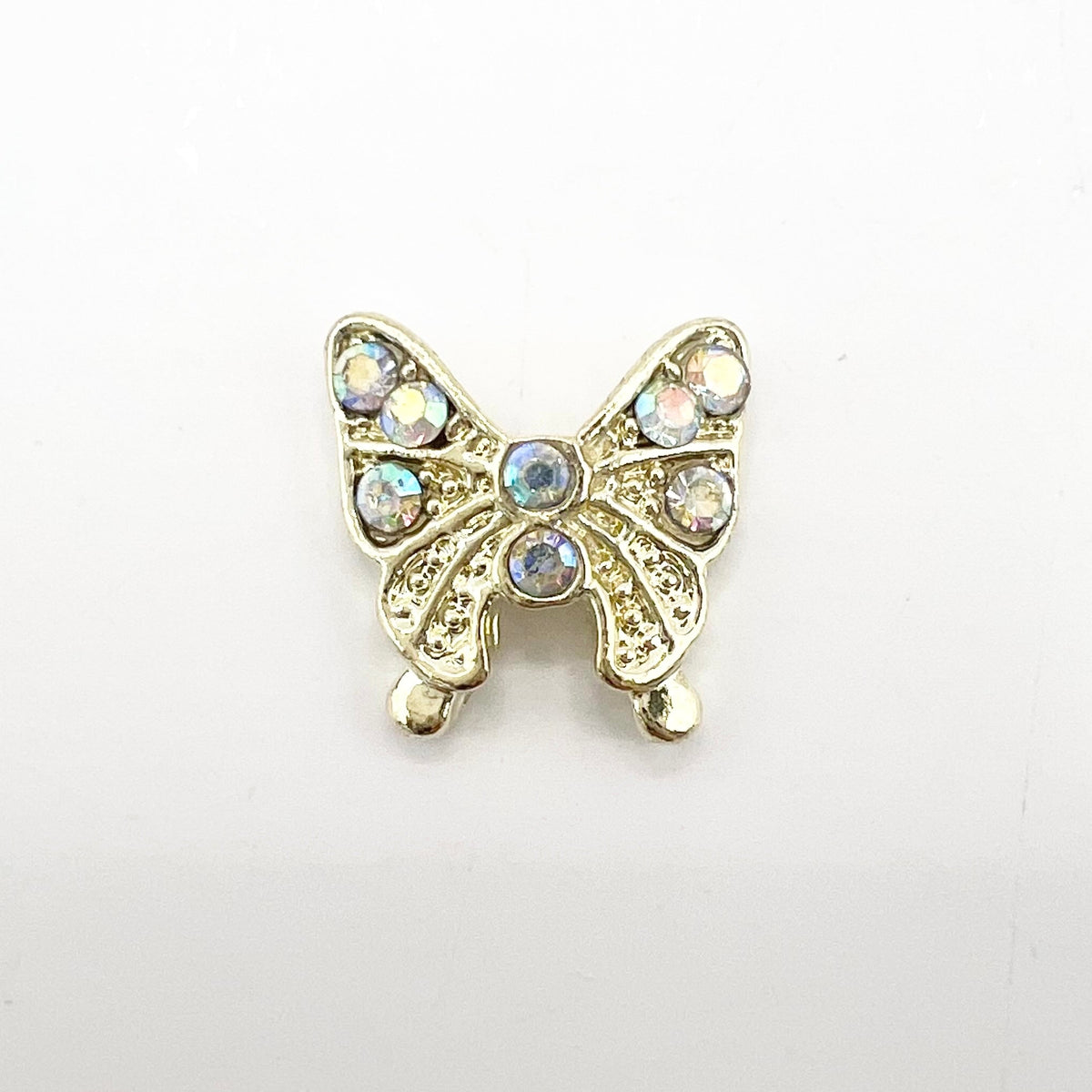 Queen - Nail Charms 10pc - #305 Gold Butterflies w/ Iridescent Stones