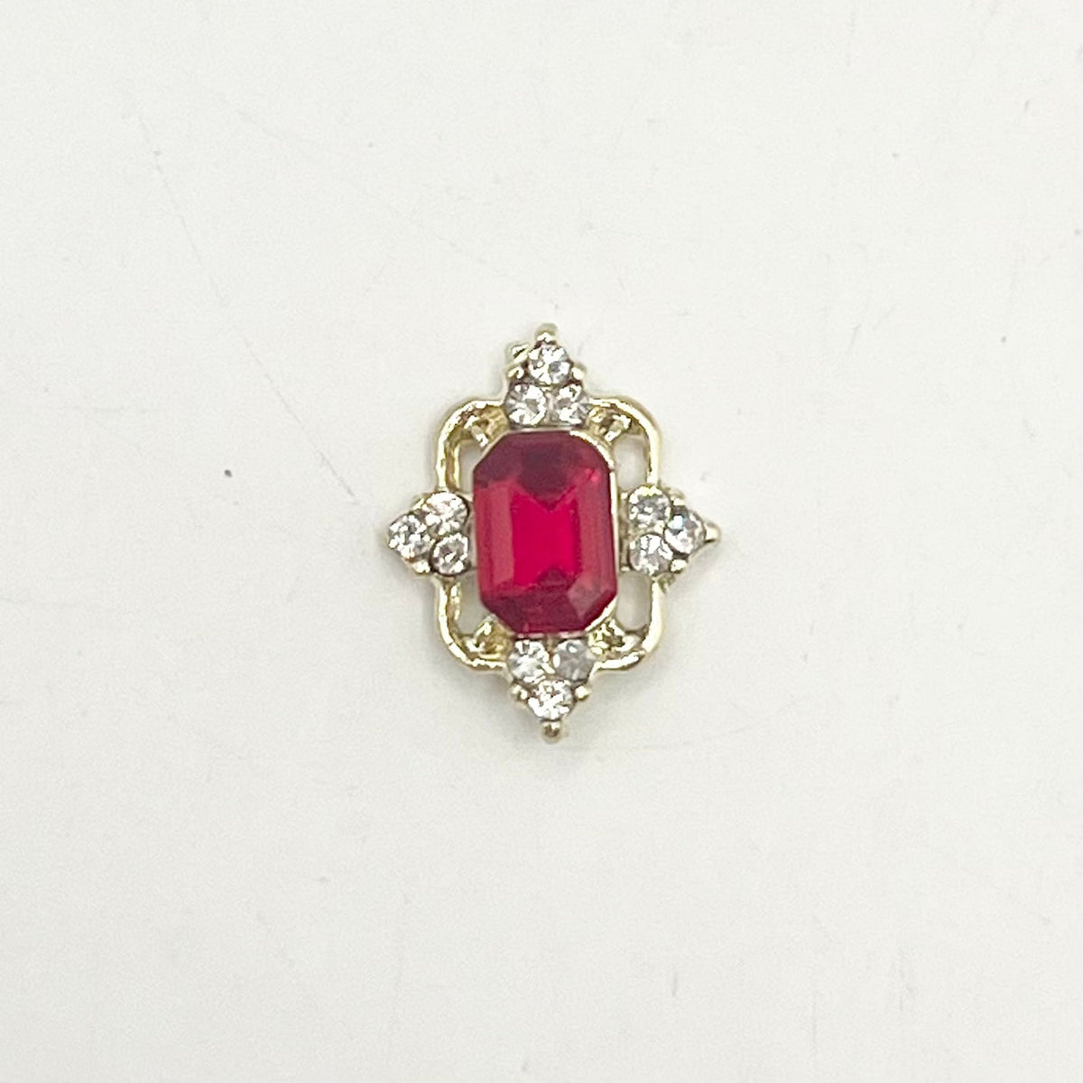 Queen - Nail Charms 10pc - #178 Gold Square Rubies with Arrow Crystals