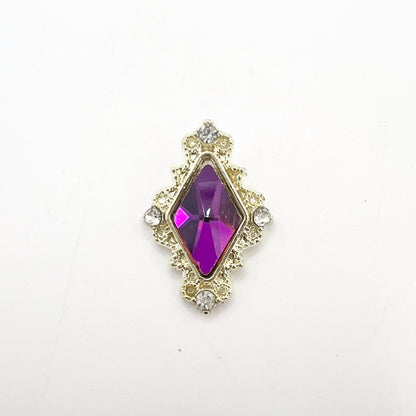 Queen - Nail Charms 10pc - #014 Gold Purple Diamonds