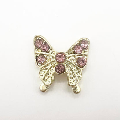 Queen - Nail Charms 10pc - #307 Gold Butterflies w/ Pink Stones