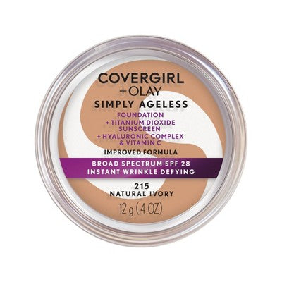 COVERGIRL + Olay Simply Ageless Wrinkle Defying Foundation Compact 215 Natural Ivory 0.4oz - Imperfect Container