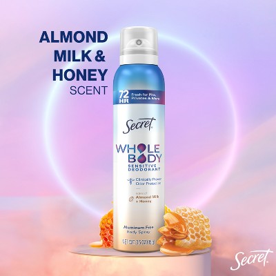 Secret Whole Body Deodorant Spray Almond Honey 3.5oz - Missing Lid