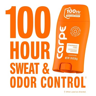Carpe 100HR Sweat & Odor Control Antiperspirant Deodorant Fragrance Free 1.76oz - Imperfect Container