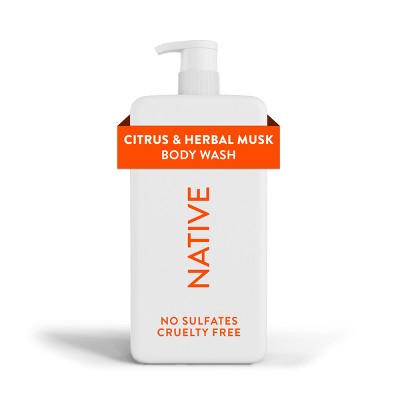Native Body Wash for Men & Women Citrus & Herbal Musk Sulfate Free with Pump 36 fl oz - Imperfect Container