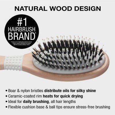 Conair Ceramic Wood Nylon & Boar Bristle Cushion Hair Brush - Imperfect Box