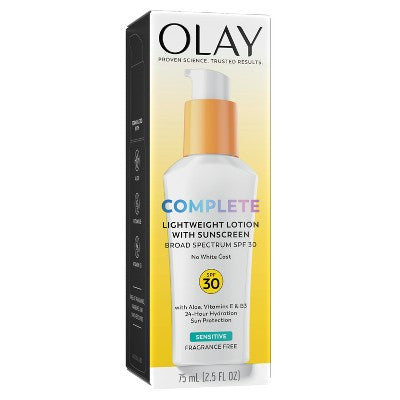 Olay Complete Lotion Moisturizer Sensitive Skin SPF 30 2.5 fl oz - Missing Box