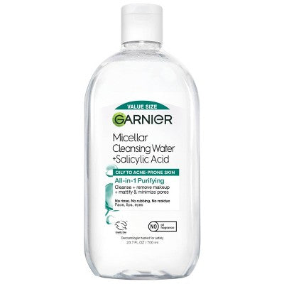 Garnier Salicylic Acid Purifying Makeup Remover Micellar Water and Facial Cleanser 23.7 fl oz - Imperfect Container