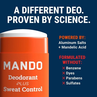 Mando Deodorant Plus Sweat Control Extra Strength Smooth Solid Stick Cedar Grove 2.6oz - New