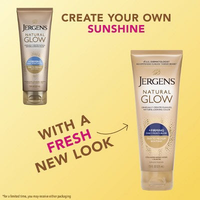 Jergens Natural Glow Skin Firming Moisturizer + Sunless Self Tanning Lotion Fair to Medium 7.5 fl oz - Imperfect Container