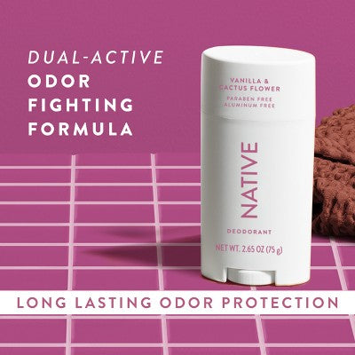 Native Solid Deodorant for Women & Men - Vanilla & Cactus Flower 2.65oz - Imperfect Container