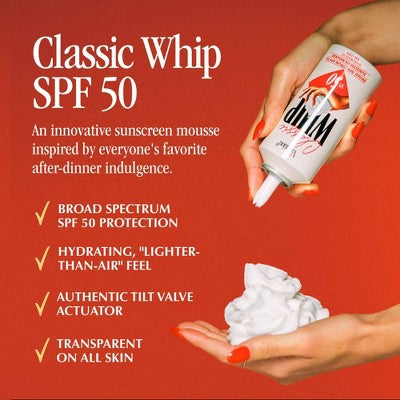 Vacation Classic Whip Sunscreen SPF 50 4oz - Imperfect Container