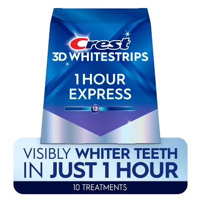 Crest 3D Whitestrips 1-Hour Express At-home Teeth Whitening Kit 10 Treatments - Imperfect Box