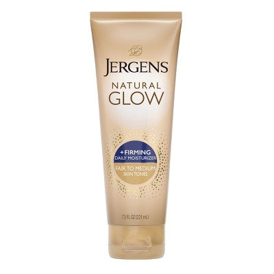Jergens Natural Glow Skin Firming Moisturizer + Sunless Self Tanning Lotion Fair to Medium 7.5 fl oz - Imperfect Container
