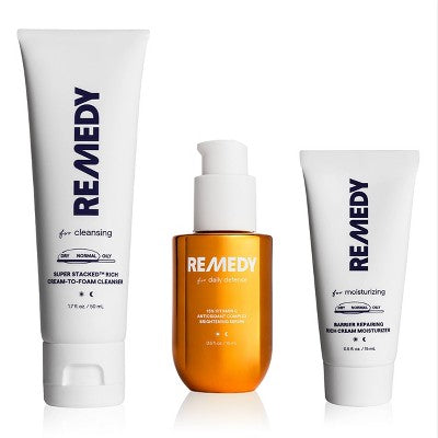 Remedy Skin Brightening 3-Piece Skincare Kit Gentle Cleanser Vitamin C Serum 2.7oz - Missing Box