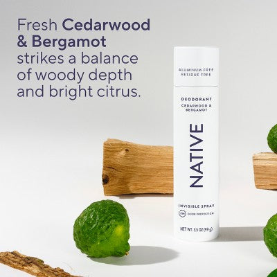 Native Deodorant Spray Cedarwood & Bergamot 3.5oz - Imperfect Container
